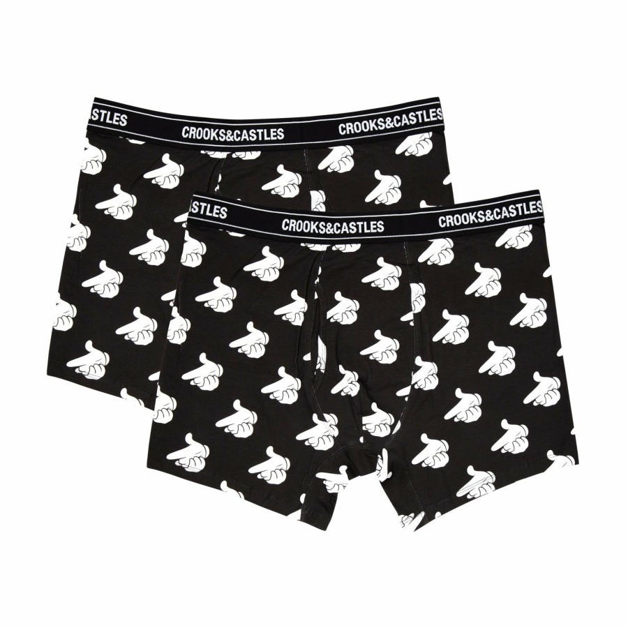 Mens Crooks & Castles | 2-Pack Airgun Boxer Black ~ Crokewear