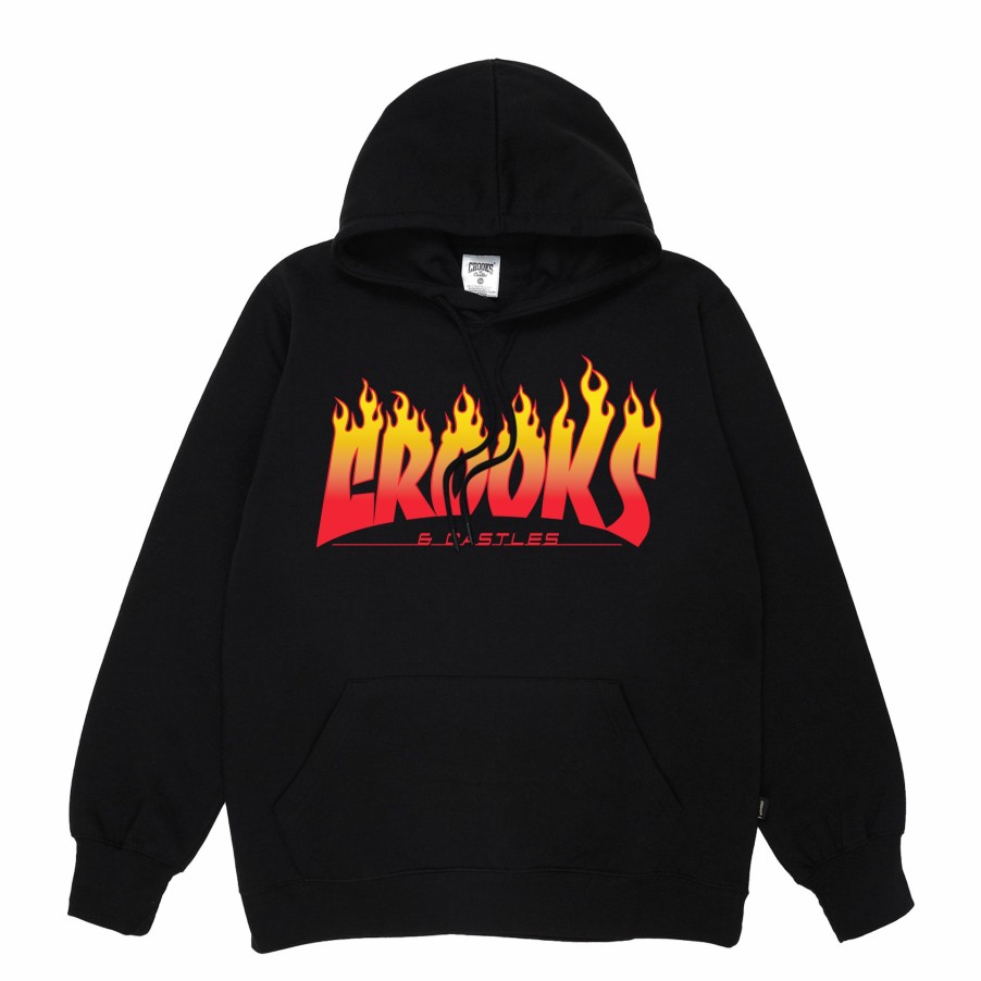 Mens Crooks & Castles | Crooks Flame Logo Hoodie ~ Crokewear